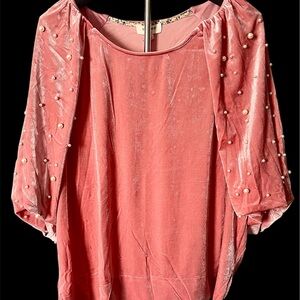 Umgee Pink Pearl-Studded Blouse